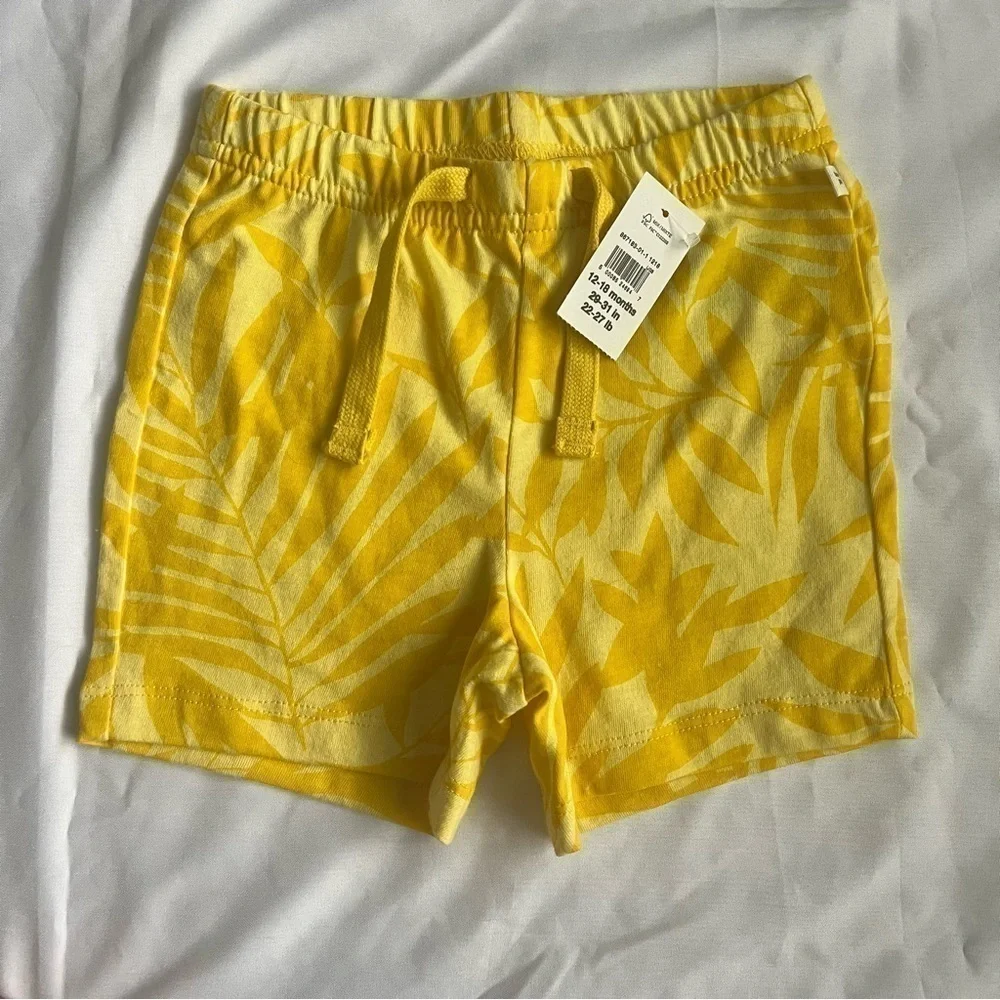 NWT Baby Gap Yellow Floral Print Pull On Shorts Size 12-18 Months